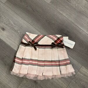 NWT Toddler Pink Plaid Pleated Skirt with Bows Size 36 months